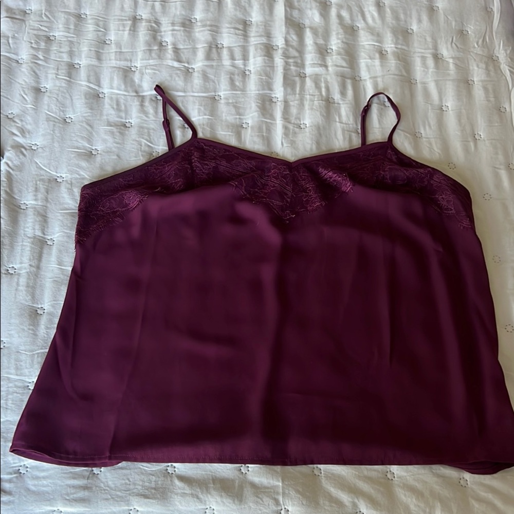 Elegant Burgundy Lace Trim Cami Top